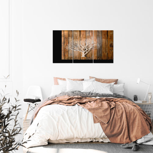 Runa Art Wandbilder Baum Abstrakt Bild XXL Wohnzimmer Beige Braun Holzmotiv 120 x 80 cm 3 Teilig 039931a