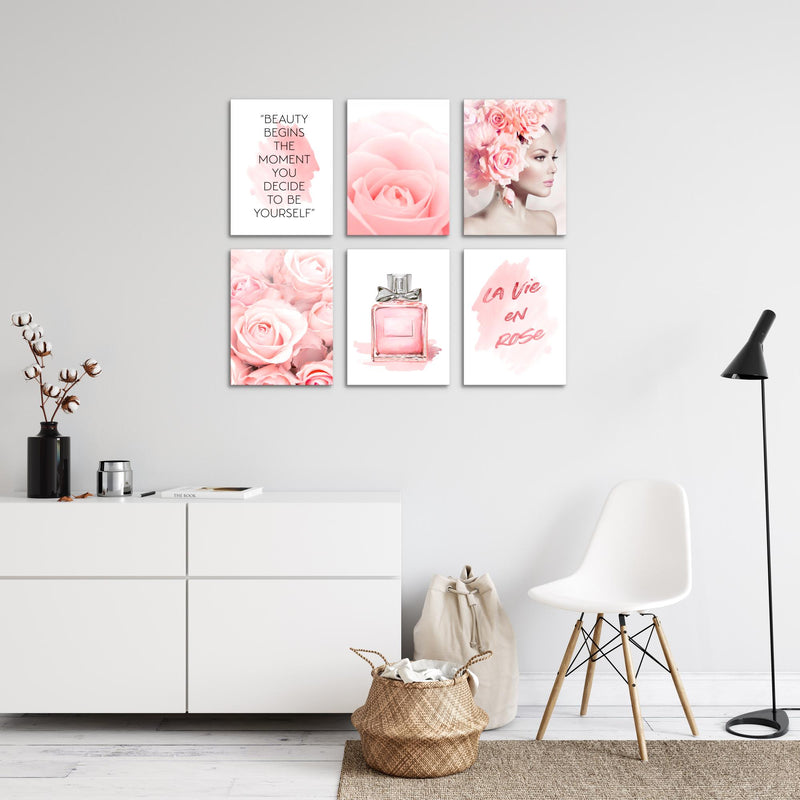 Novart Wandbilder - KEIN EXTRA RAHMEN BENÖTIGT - Wohnzimmer Mädchen Teenager - Bilder Modern Fashion - Rosa - N008565a