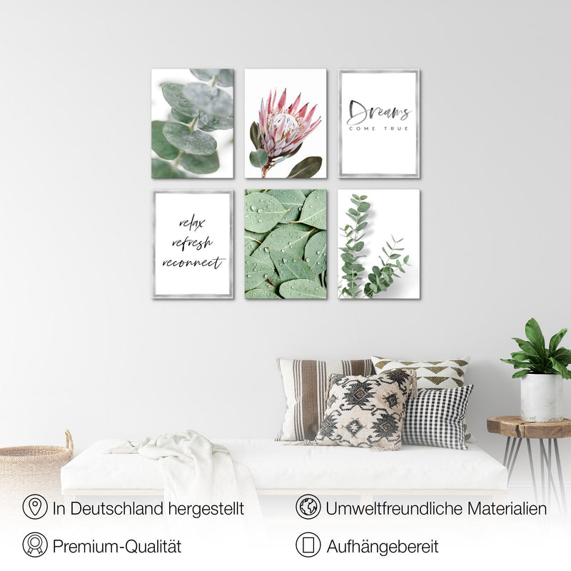 Novart Wandbilder - KEIN EXTRA RAHMEN BENÖTIGT - Wohnzimmer Schlafzimmer - Bilder Modern Grüne Blätter Pflanze - Natur Blumen  - N005365a