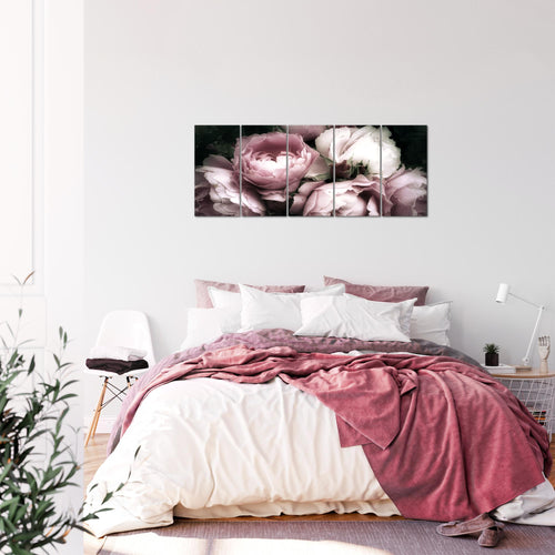 Runa Art Bild Blumen Rosen Wandbilder auf Vlies Leinwand 5 Teilig Wanddekoration Wohnzimmer Schlafzimmer 039156a