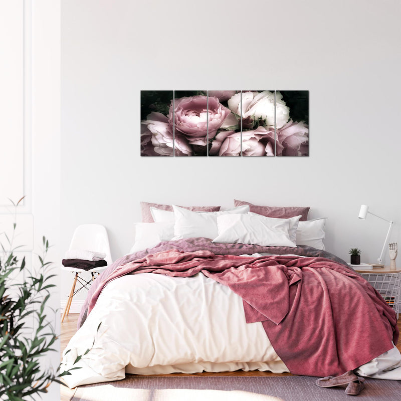 Runa Art Bild Blumen Rosen Wandbilder auf Vlies Leinwand 5 Teilig Wanddekoration Wohnzimmer Schlafzimmer 039156a