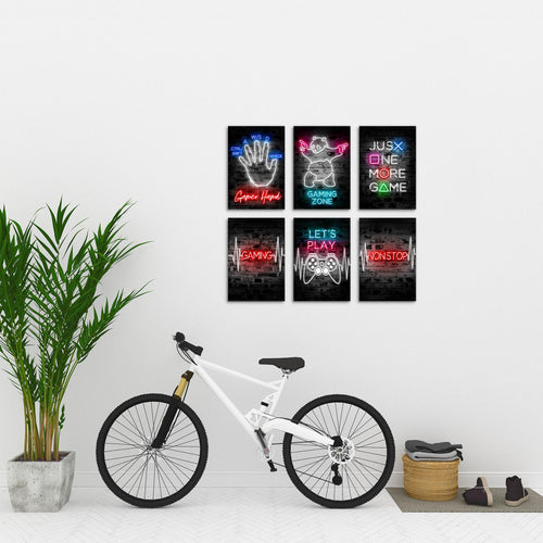 Novart Wandbilder Set Gamer Spielkonsole - KOMPLETT AUFHÄNGFERTIG - Made in Germany - Moderne Bilder  Kinderzimmer Junge Teenager - N027964a