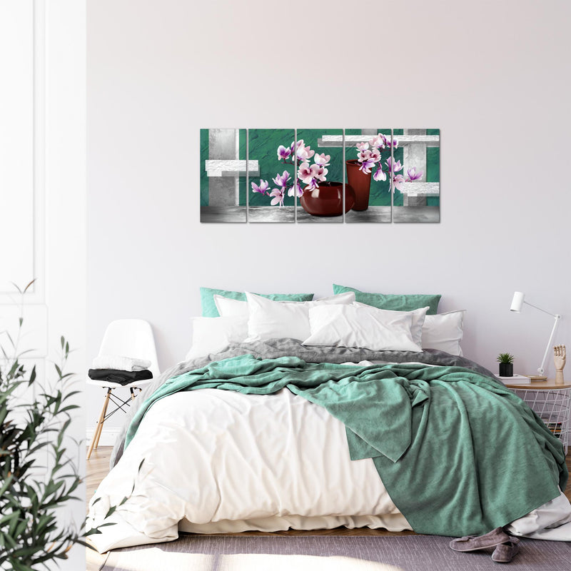 Runa Art Bild Blumen Abstrakt Wandbilder auf Vlies Leinwand 5 Teilig Wanddekoration Wohnzimmer Schlafzimmer 035256b
