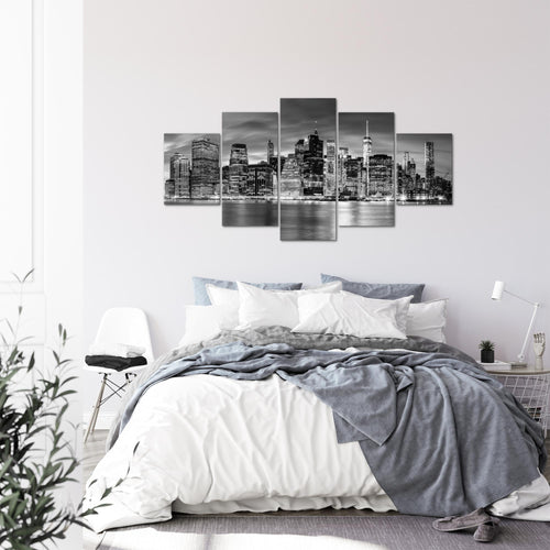 Runa Art - Bilder New York City 200 x 100 cm 5 Teilig XXL Wanddekoration Design Schwarz Weiss 010051b