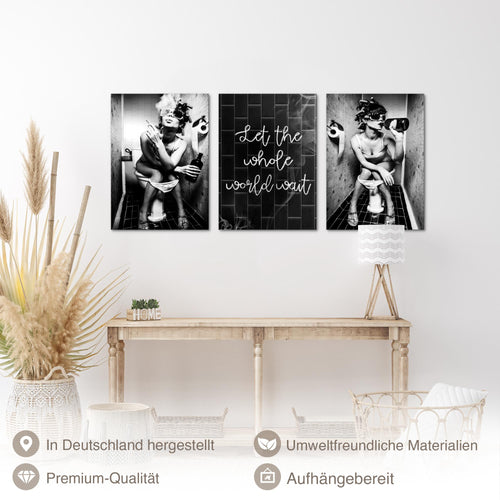 Novart Bilder Set Street Art - KEIN EXTRA RAHMEN BENÖTIGT - Wandbilder für Wohnzimmer Schlafzimmer Büro - 3 Teilig Deko Entspannung - N040136a