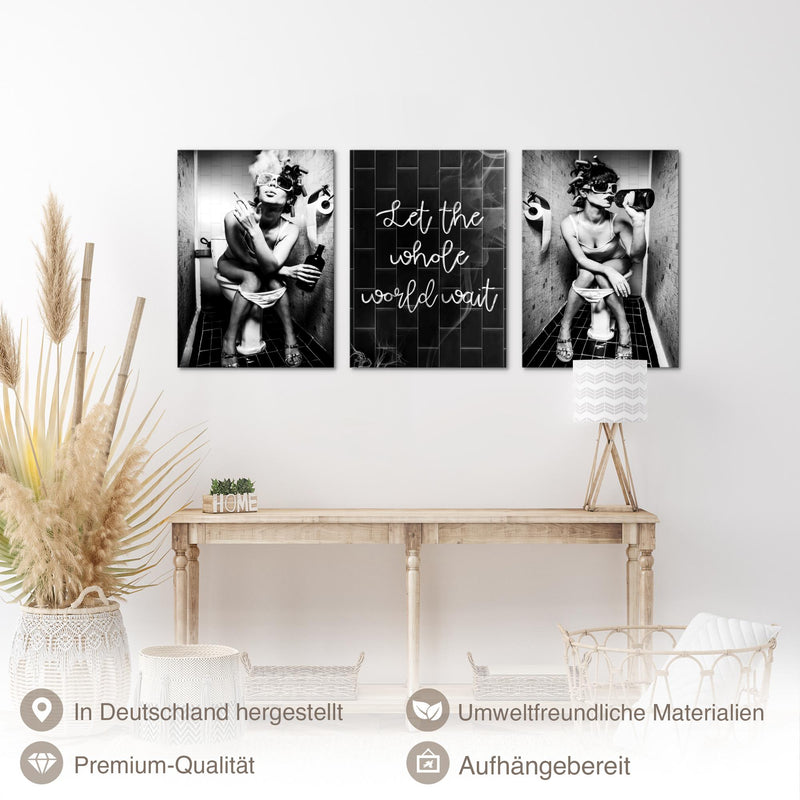 Novart Bilder Set Street Art - KEIN EXTRA RAHMEN BENÖTIGT - Wandbilder für Wohnzimmer Schlafzimmer Büro - 3 Teilig Deko Entspannung - N040136a