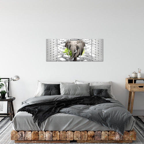 Runa Art Bild Elefant Abstrakt Wandbilder auf Vlies Leinwand 5 Teilig Wanddekoration Wohnzimmer Schlafzimmer 037456b
