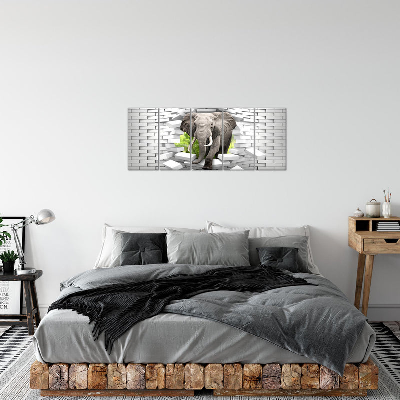 Runa Art Bild Elefant Abstrakt Wandbilder auf Vlies Leinwand 5 Teilig Wanddekoration Wohnzimmer Schlafzimmer 037456b