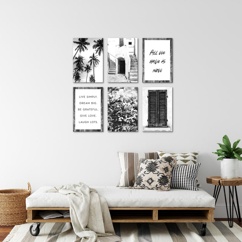 Novart Wandbilder Set Alte Stadt Palmen - KOMPLETT AUFHÄNGFERTIG - Made in Germany - Moderne Bilder  Wohnzimmer Schlafzimmer - N015064a