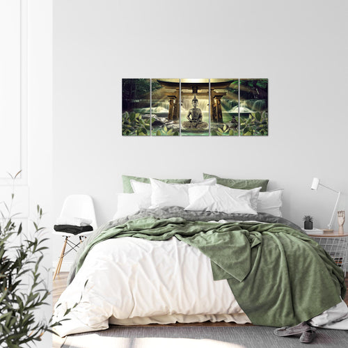 Runa Art Bild Feng Shui Buddha Wandbilder auf Vlies Leinwand 5 Teilig Wanddekoration Wohnzimmer Schlafzimmer 036456a