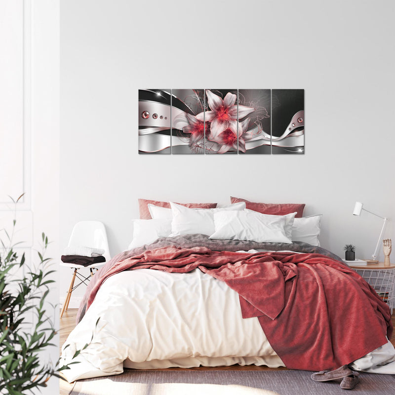 Runa Art Bild Blumen Lilien Wandbilder auf Vlies Leinwand 5 Teilig Wanddekoration Wohnzimmer Schlafzimmer 039656c