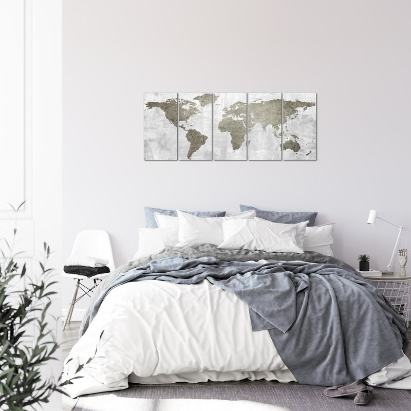 Runa Art Bild Weltkarte Wandbilder auf Vlies Leinwand 5 Teilig Wanddekoration Büro Wohnzimmer 104356b
