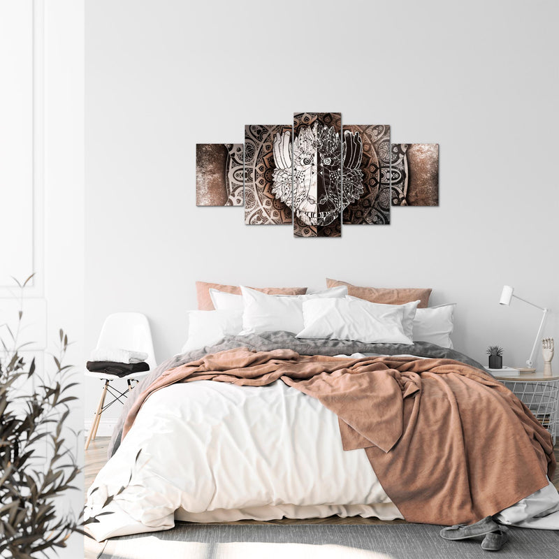 Runa Art Bild Wohnzimmer Schlafzimmer Mandala Abstrakt 5 Teilig Kupfer Beige Braun Wandbilder auf Vlies Leinwand 040153c