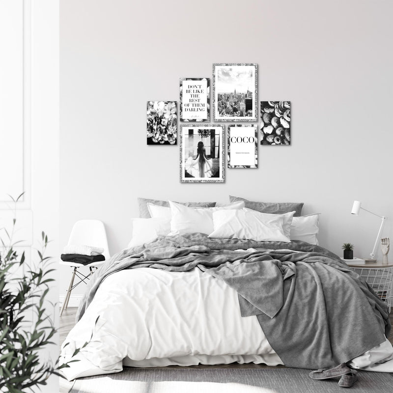 Novart Wandbilder Set Fashion Coco - KEIN EXTRA RAHMEN BENÖTIGT -  Modern Deko  - Wohnzimmer Mädchen Teenager N016263b