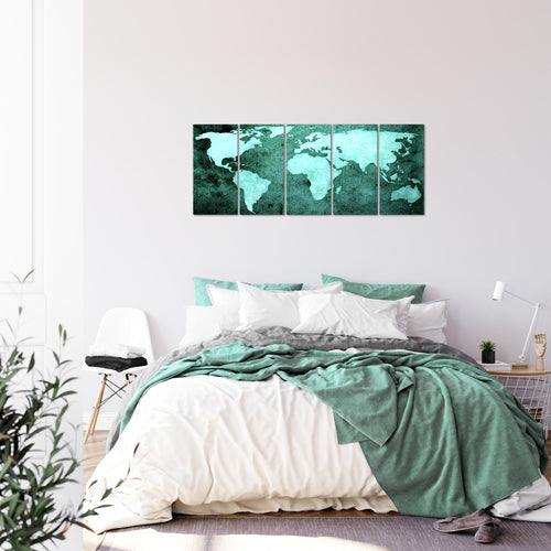 Runa Art Bild Weltkarte Wandbilder auf Vlies Leinwand 5 Teilig Wanddekoration Büro Wohnzimmer 101756b
