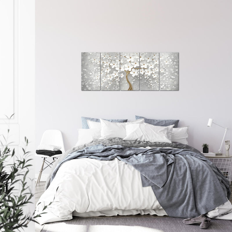 Runa Art Bild Blumen Wandbilder auf Vlies Leinwand 5 Teilig Wanddekoration Wohnzimmer Schlafzimmer 039756a