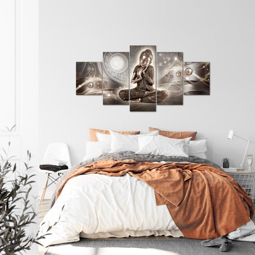 Runa Art - Bilder Buddha Zen 200 x 100 cm 5 Teilig XXL Wanddekoration Design Braun 041651a