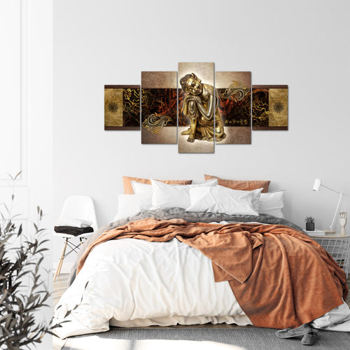 Runa Art - Bilder Buddha Zen 200 x 100 cm 5 Teilig XXL Wanddekoration Design Gold 041351a