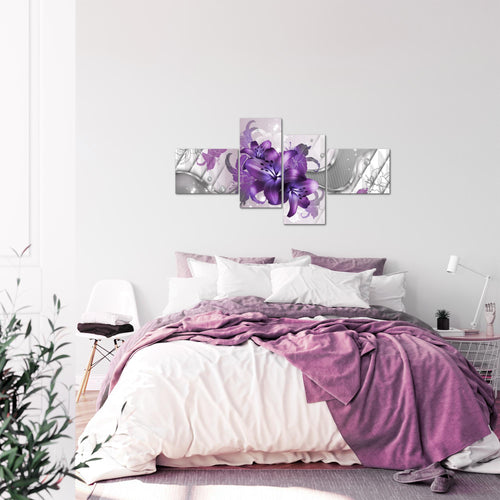 Runa Art Wandbilder Set XXL Blumen LilienWohnzimmer Schlafzimmer Violett Lila 4 Teilig - Made in Germany - 016545c