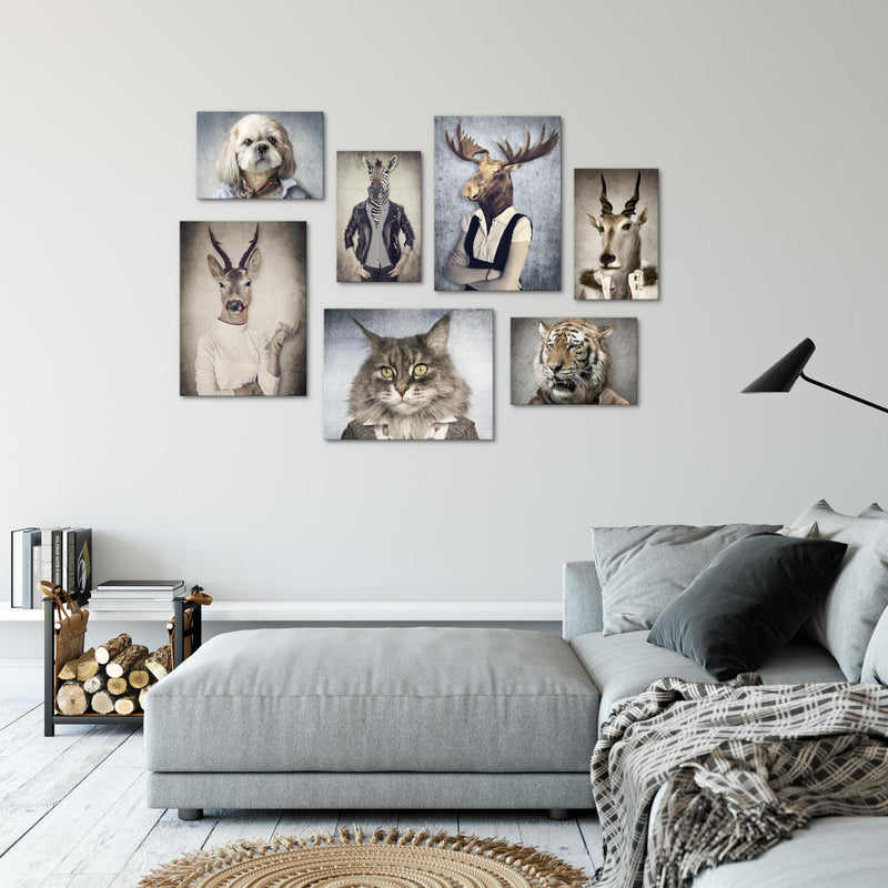 Novart Wandbilder Abstrakt - KOMPLETT AUFHÄNGFERTIG - Tiere Wohnzimmer Schlafzimmer - 7 Moderne Mood-Bilder - N019271a