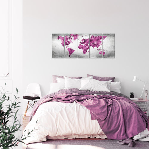 Runa Art Bild Weltkarte Wandbilder auf Vlies Leinwand 5 Teilig Wanddekoration Büro Wohnzimmer 013356c