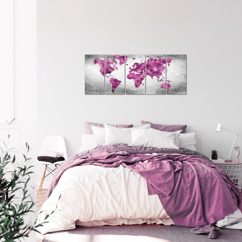 Runa Art Bild Weltkarte Wandbilder auf Vlies Leinwand 5 Teilig Wanddekoration Büro Wohnzimmer 013356c