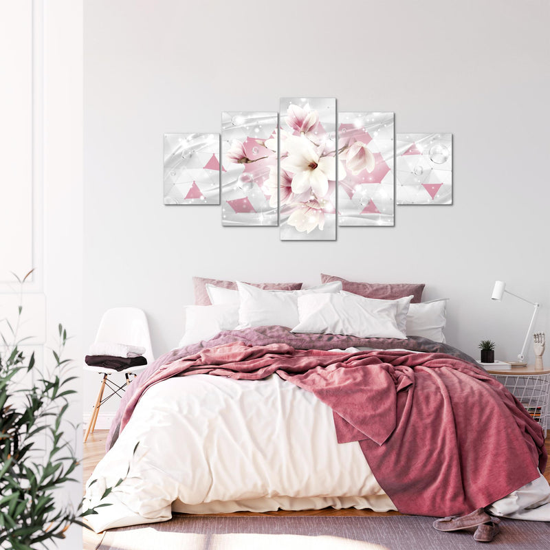 Runa Art - Bilder Blumen Magnolien 200 x 100 cm 5 Teilig XXL Wanddekoration Design Rosa 017051a