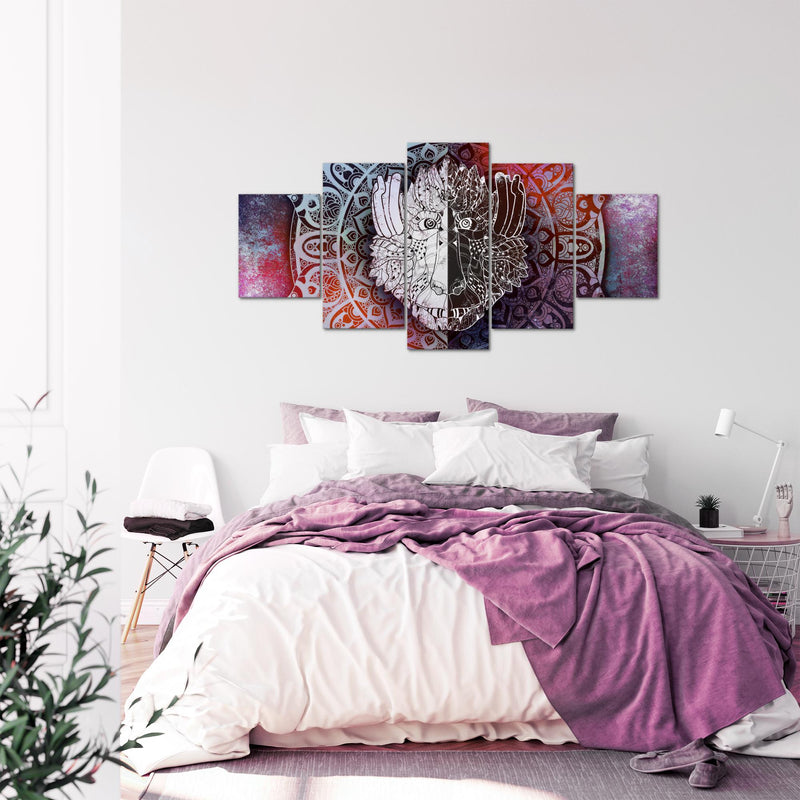 Runa Art - Bilder Mandala Abstrakt 200 x 100 cm 5 Teilig XXL Wanddekoration Design Lila Violett 040151b