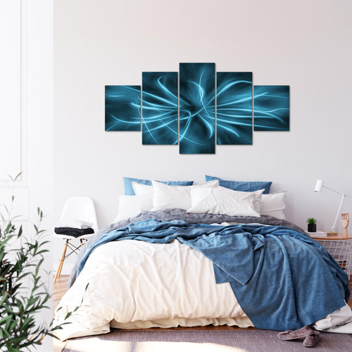 Runa Art - Bilder Abstrakt 200 x 100 cm 5 Teilig XXL Wanddekoration Design Bewegung Blau 100051b