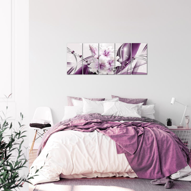 Runa Art Bild Blumen Lilien Wandbilder auf Vlies Leinwand 5 Teilig Wanddekoration Wohnzimmer Schlafzimmer 017156a