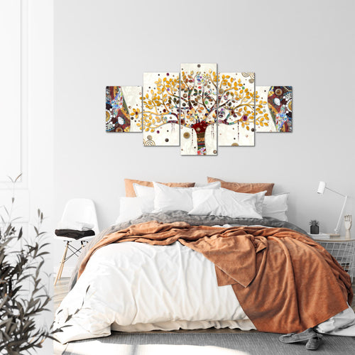 Runa Art - Bilder Gustav Klimt Baum des Lebens 200 x 100 cm 5 Teilig XXL Wanddekoration Design Bunt 004651a