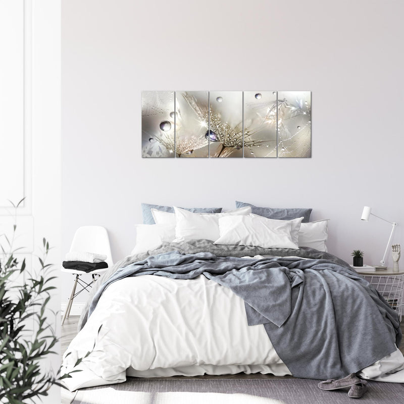 Runa Art Bild Blumen Pusteblumen Wandbilder auf Vlies Leinwand 5 Teilig Wanddekoration Wohnzimmer Schlafzimmer 043156a