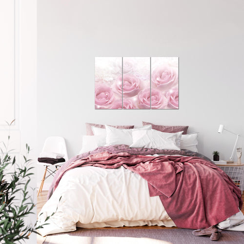 Runa Art Wandbilder Blumen Rosen Bild XXL Wohnzimmer Schlafzimmer Rosa Vintage 120 x 80 cm 3 Teilig 017231a