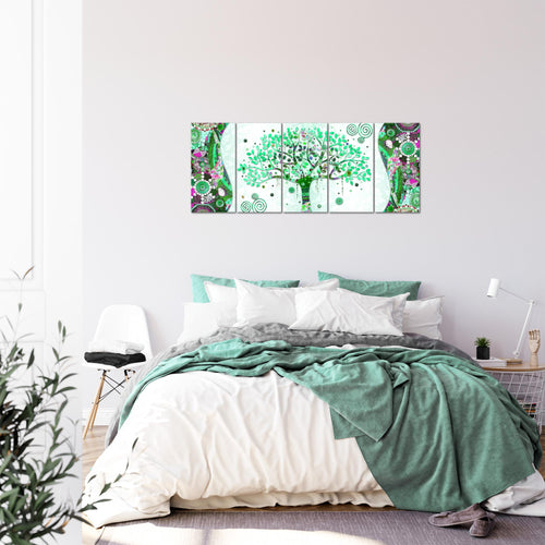 Runa Art Bild Gustav Klimt Baum des Lebens Wandbilder auf Vlies Leinwand 5 Teilig Wanddekoration Wohnzimmer 004656b