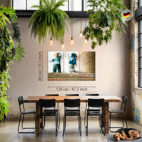 Runa Art Wandbilder Kinder Graffiti Bild XXL Babyzimmer Spielzimmer Bunt Streetart 120 x 80 cm 3 Teilig 039231a