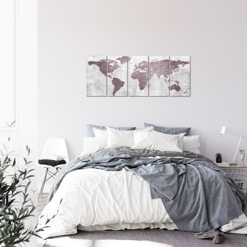 Runa Art Bild Weltkarte Wandbilder auf Vlies Leinwand 5 Teilig Wanddekoration Büro Wohnzimmer 104356a