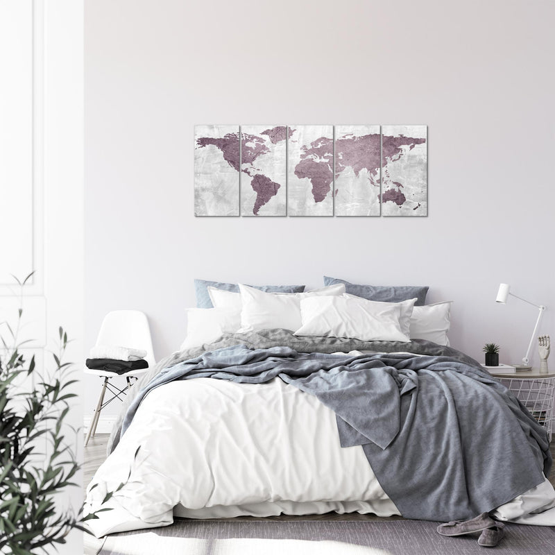 Runa Art Bild Weltkarte Wandbilder auf Vlies Leinwand 5 Teilig Wanddekoration Büro Wohnzimmer 104356a