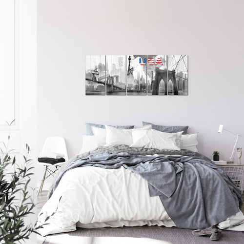 Runa Art Bild New York Wandbilder auf Vlies Leinwand 5 Teilig Wanddekoration Wohnzimmer Büro 034756c