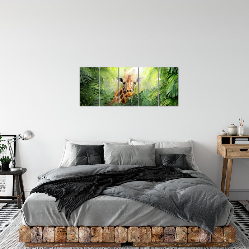Runa Art Bild Giraffe Abstrakt Wandbilder auf Vlies Leinwand 5 Teilig Wanddekoration Wohnzimmer Schlafzimmer 037556c
