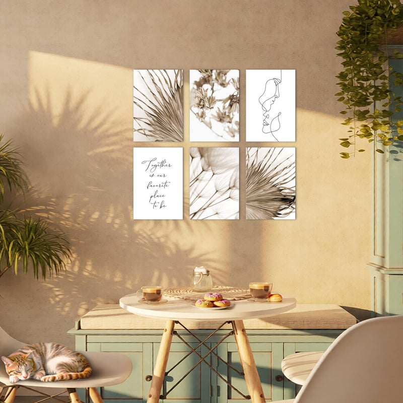 Novart Wandbilder - KEIN EXTRA RAHMEN BENÖTIGT - Wohnzimmer Schlafzimmer - Bilder Modern Boho Natur - Line Art - N026965a