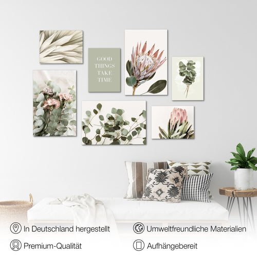 Novart Bilder Blumen Pflanzen - KOMPLETT AUFHÄNGFERTIG - Blumen Wohnzimmer Schlafzimmer Büro - 7 Moderne Mood - Bilder - N023072a