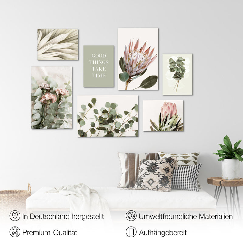Novart Bilder Blumen Pflanzen - KOMPLETT AUFHÄNGFERTIG - Blumen Wohnzimmer Schlafzimmer Büro - 7 Moderne Mood - Bilder - N023072a