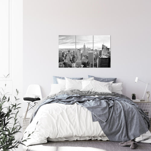 Runa Art Wandbilder New York Bild XXL Wohnzimmer Büro Schwarz Weiss Skyline 120 x 80 cm 3 Teilig 010231c