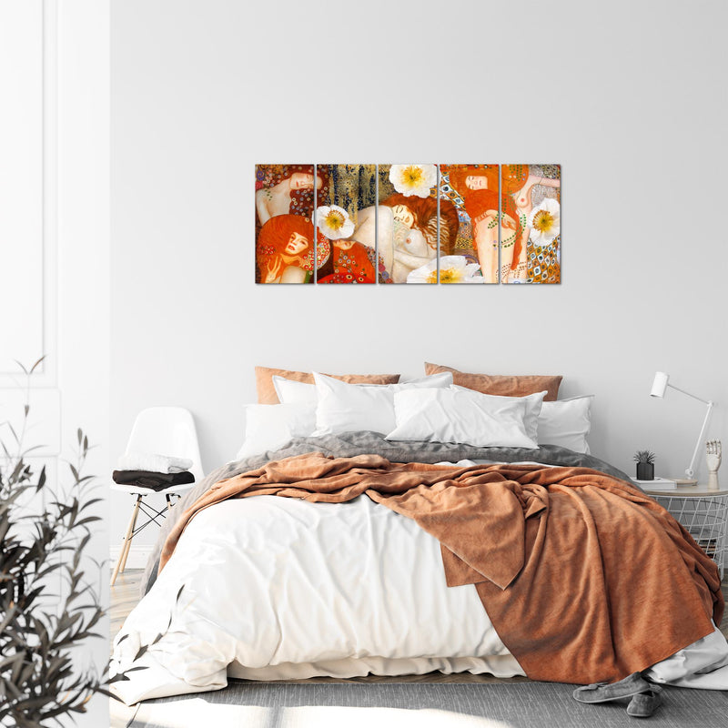 Runa Art Bild Collage Gustav Klimt Wandbilder auf Vlies Leinwand 5 Teilig Wanddekoration Wohnzimmer 018556a