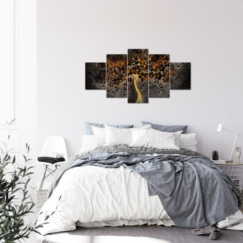 Runa Art Bild Wohnzimmer Schlafzimmer Blumen 5 Teilig Abstrakt Baum Schwarz Gold Wandbilder auf Vlies Leinwand 039753c