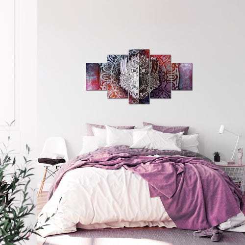 Runa Art Bild Wohnzimmer Schlafzimmer Mandala Abstrakt 5 Teilig Orientalisch Lila Violett Wandbilder auf Vlies Leinwand 040153b
