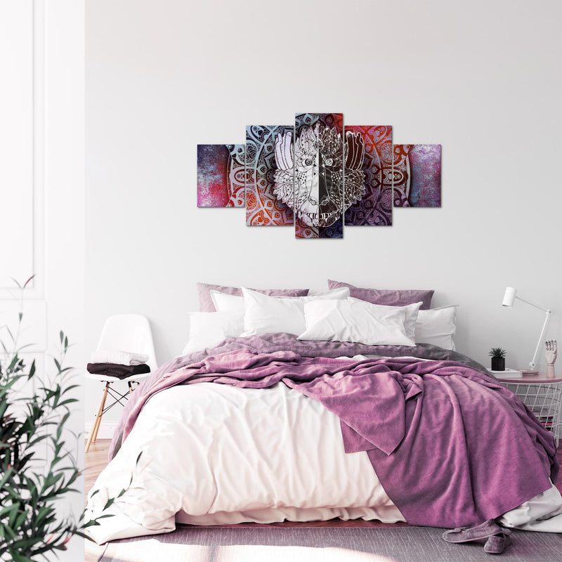 Runa Art Bild Wohnzimmer Schlafzimmer Mandala Abstrakt 5 Teilig Orientalisch Lila Violett Wandbilder auf Vlies Leinwand 040153b