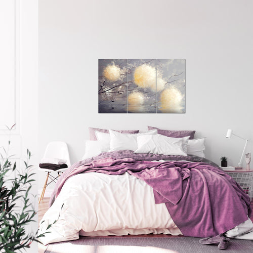 Runa Art Wandbilder Pusteblumen Bild XXL Wohnzimmer Schlafzimmer Grau Beige Abstrakt 120 x 80 cm 3 Teilig 044231a