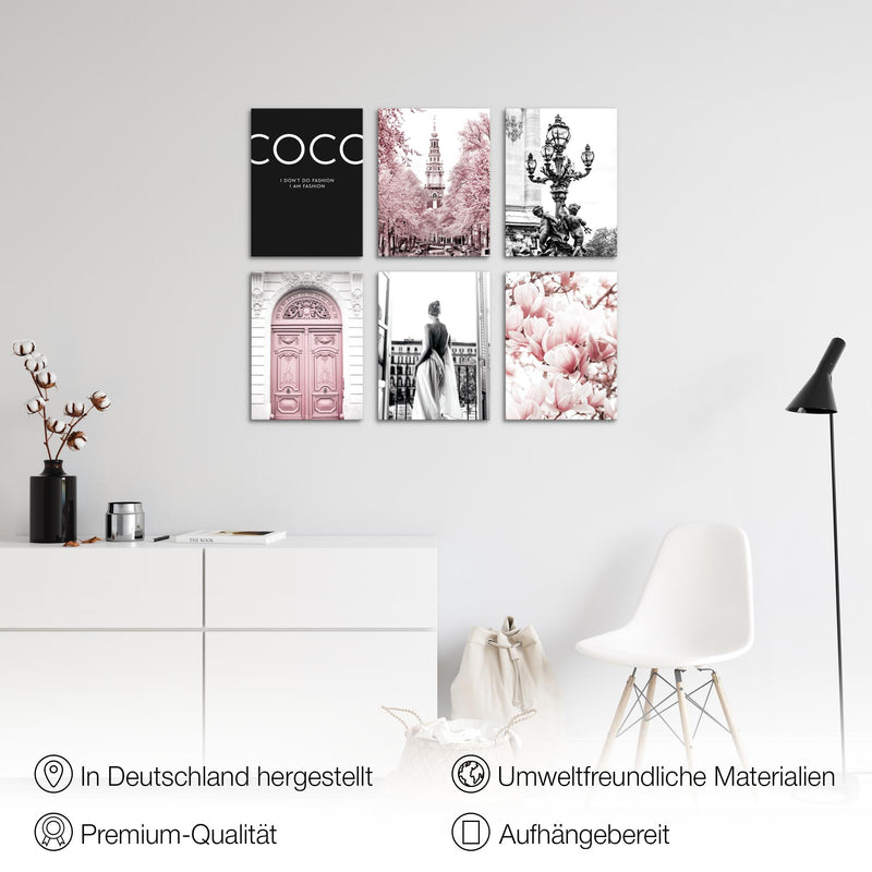 Novart Wandbilder - KEIN EXTRA RAHMEN BENÖTIGT - Wohnzimmer Mädchen Teenager - Bilder Modern Blumen - Rosa - N005065a