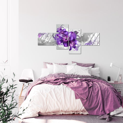 Runa Art Bild XXL 4 Teilig Blumen Lilien 200 x 100 cm Kunstdruck auf Vlies Leinwand Wanddeko Wohnzimmer Schlafzimmer 017341c